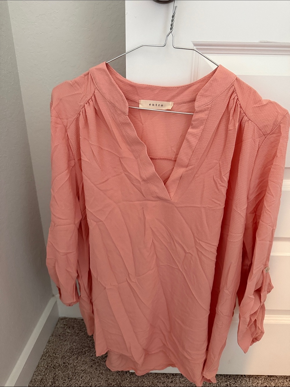 entro Dusty Coral Split-Neck Tunic